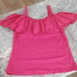 INC International Concepts Fuchsia Ruffle Blouse